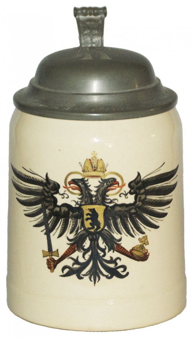Eagle w Bear in Shield Mettlach Stein (1 of 1)
