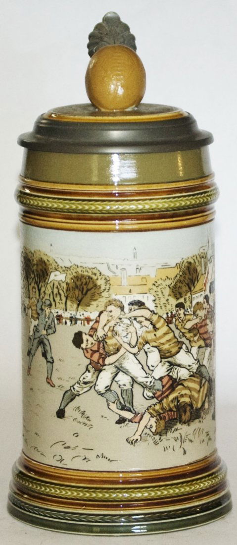 1st American Football Game Mettlach Stein Inlay