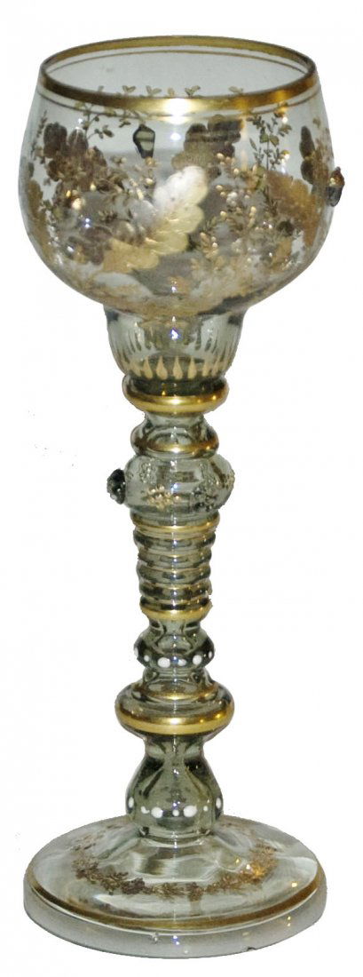 Gilded Oak Leaves 7 Applied Acornes Moser Goblet (1 of 1)