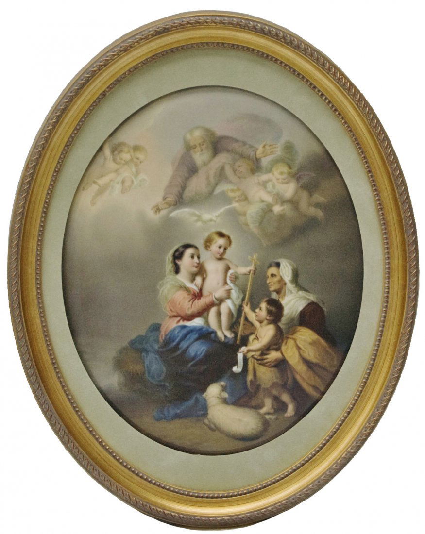 God Mary Jesus John the Baptist Great KPM Plaque (1 of 2)