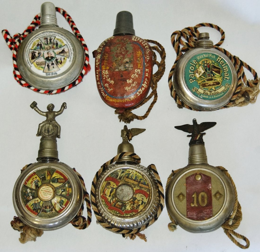 Lot of 6 Regimental Flasks (1 of 1)