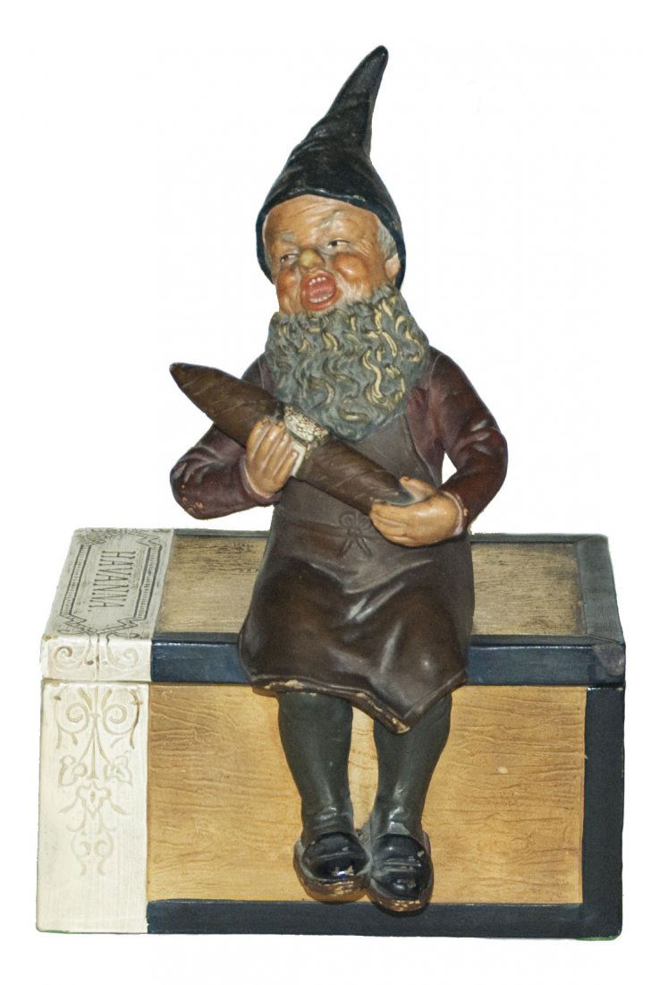 Dwarf on Cigar Box Terracotta Tobacco Jar (1 of 1)