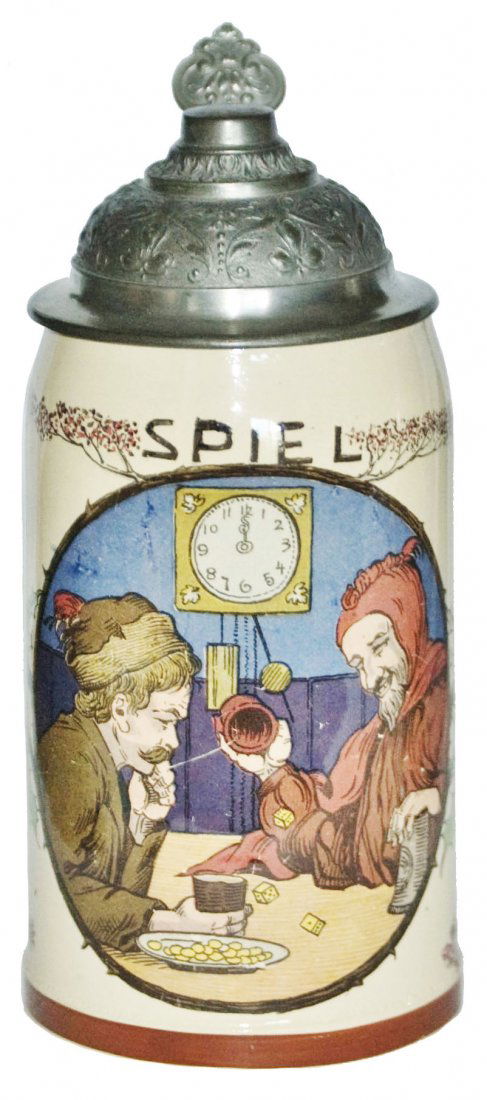 Man shoots dice w the Devil Mettlach Stein Speil (1 of 1)