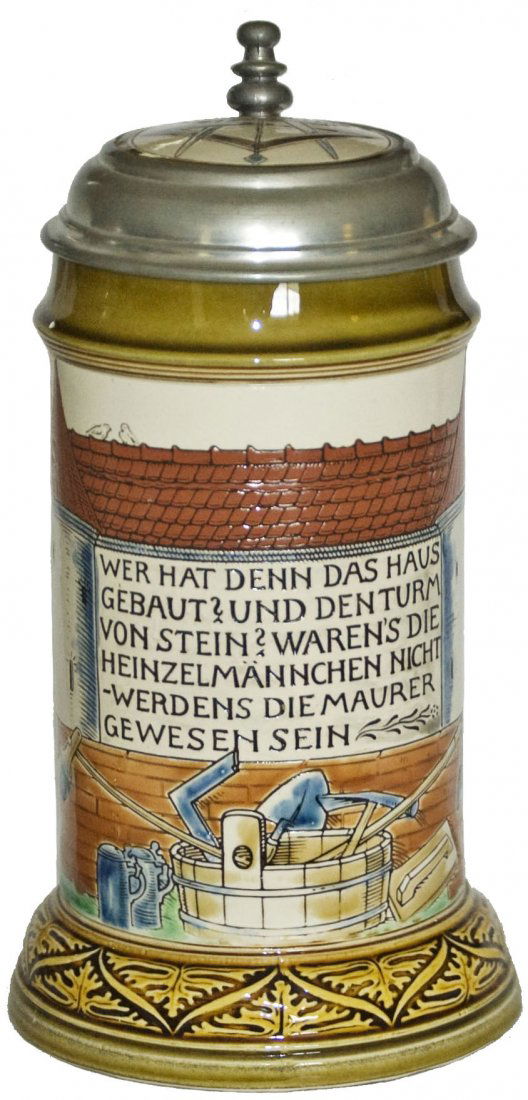 Mason Occupational Mettlach Stein w Inlay Lid (1 of 1)
