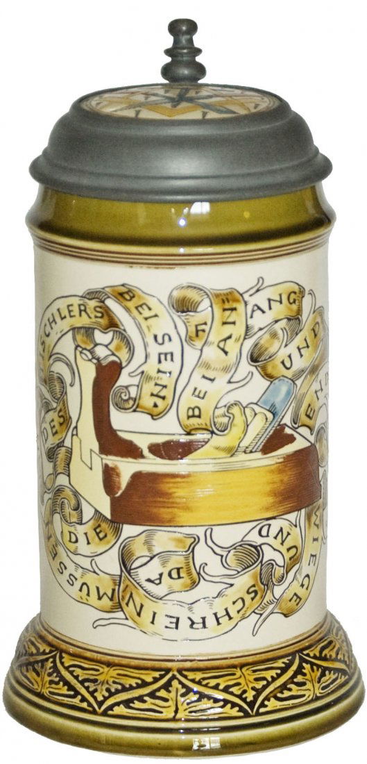 Cabinet Maker Occupational Mettlach stein w Inlay (1 of 1)