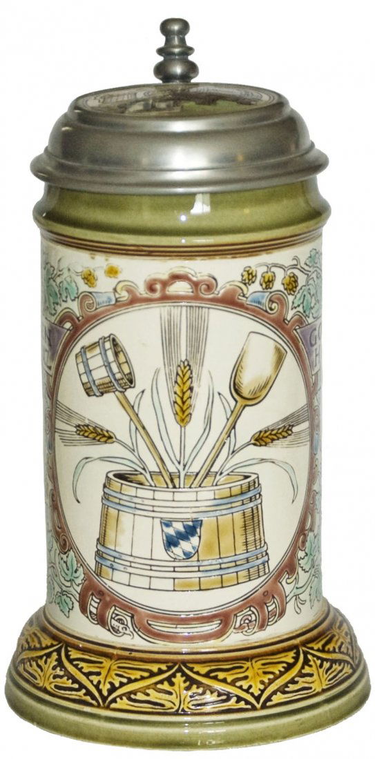 Brewer Occupational Mettlach Stein w Inlay Lid (1 of 1)