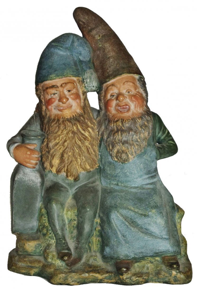 Two 10" Terracotta Bernard Block Dwarfs Figure (1 of 1)