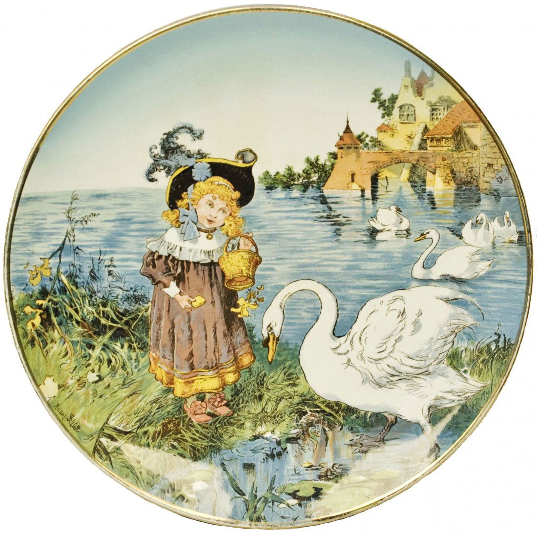 Swan & Child Mettlach Plaque (1 of 1)