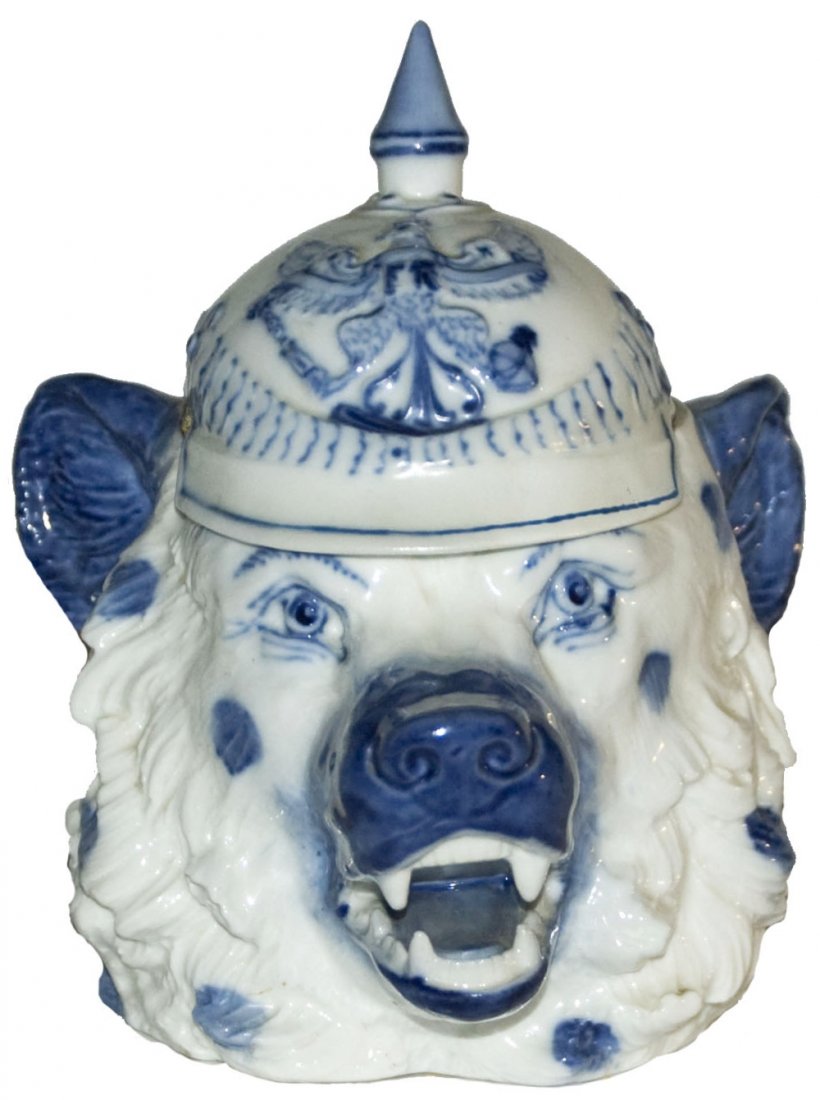Rare Blue Schierholz Bear w Spiked Helmet Stein