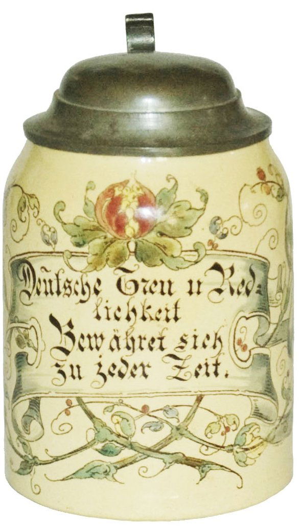 Verse and Floral Mettlach 1/4L Stein (1 of 1)