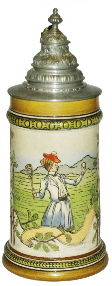 Woman Playing Tennis Etched HR Stein (1 of 1)