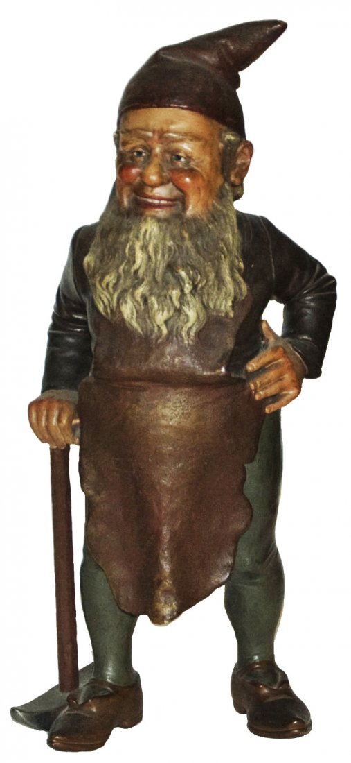Terra Cotta Bernard Bloch 16" Dwarf Figure w Pick (1 of 1)