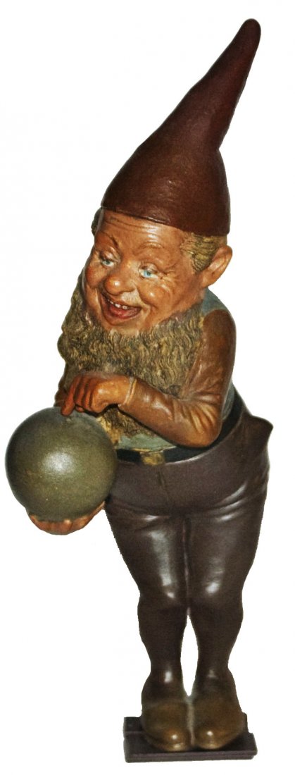 Dwarf w Bowling Ball Terra Cotta 10" Figure (1 of 1)