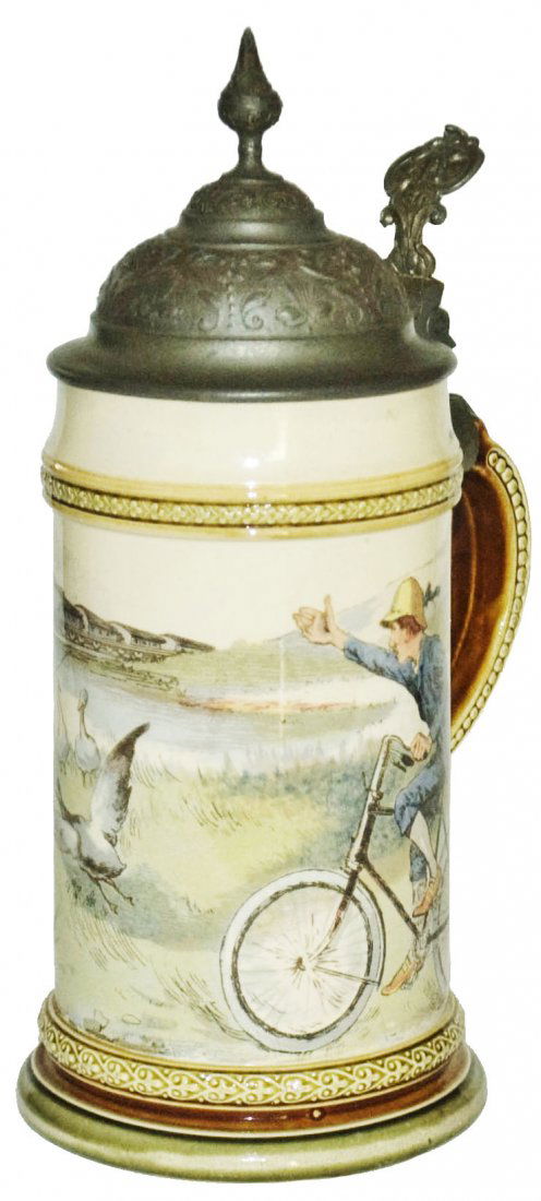Man Riding Bicycle Mettlach Stein (1 of 1)