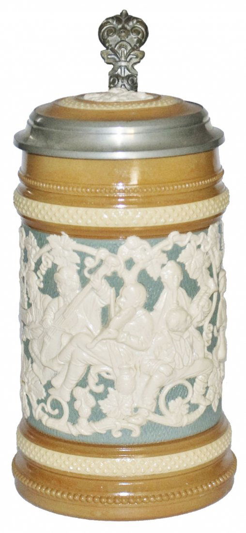Musicians Mettlach Relief Stein w Inlay Lid (1 of 1)