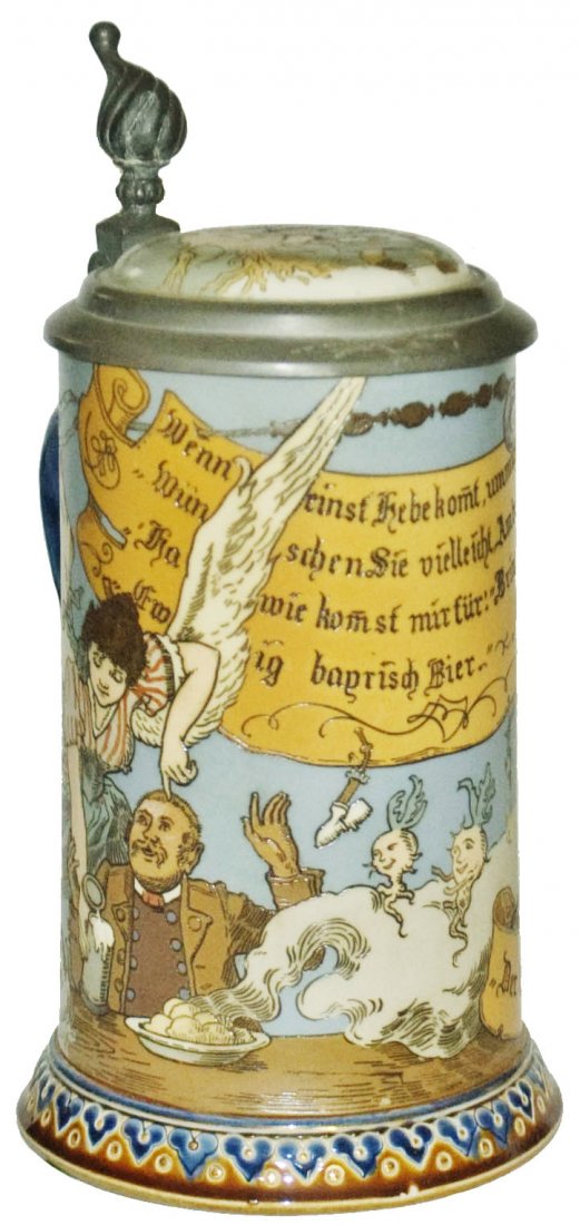 Barmaid w Wings Schlitt Signed Mettlach Stein (1 of 1)