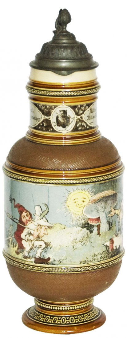 2L Schlitt Dwarf Waiters w Barrel Mettlach Stein (1 of 3)
