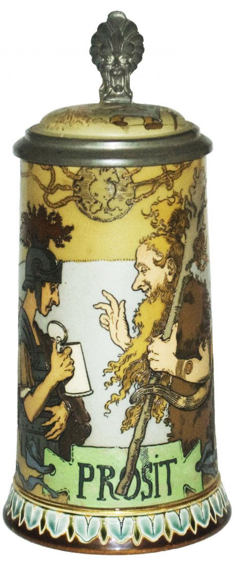 Schlitt Roman & Barnarian Mettlach Stein w Inlay (1 of 1)