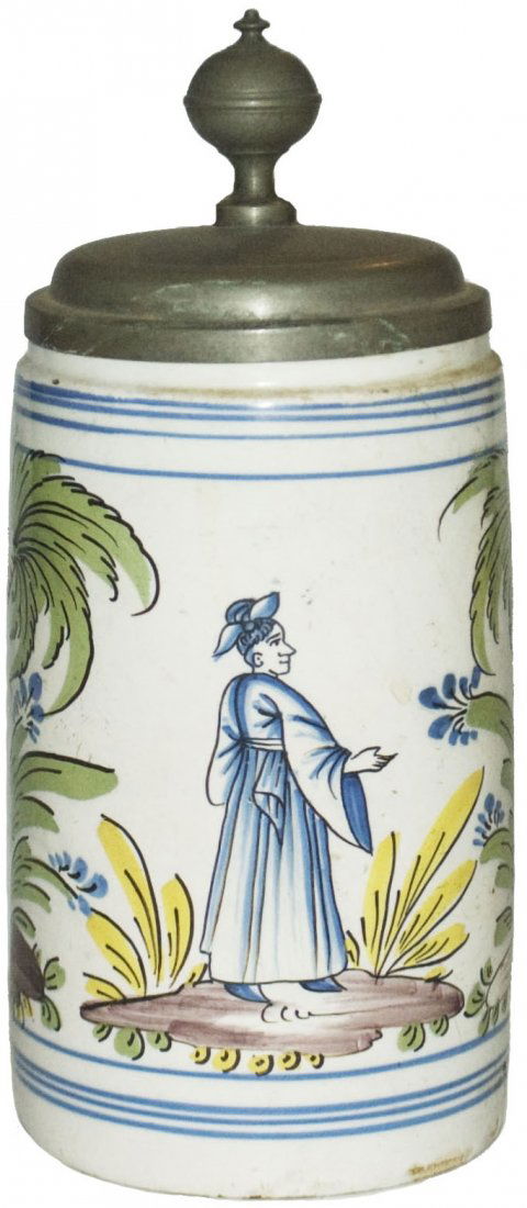 1L Faience Stein circa 1770 Dorotheenthal Asian Scene (1 of 1)