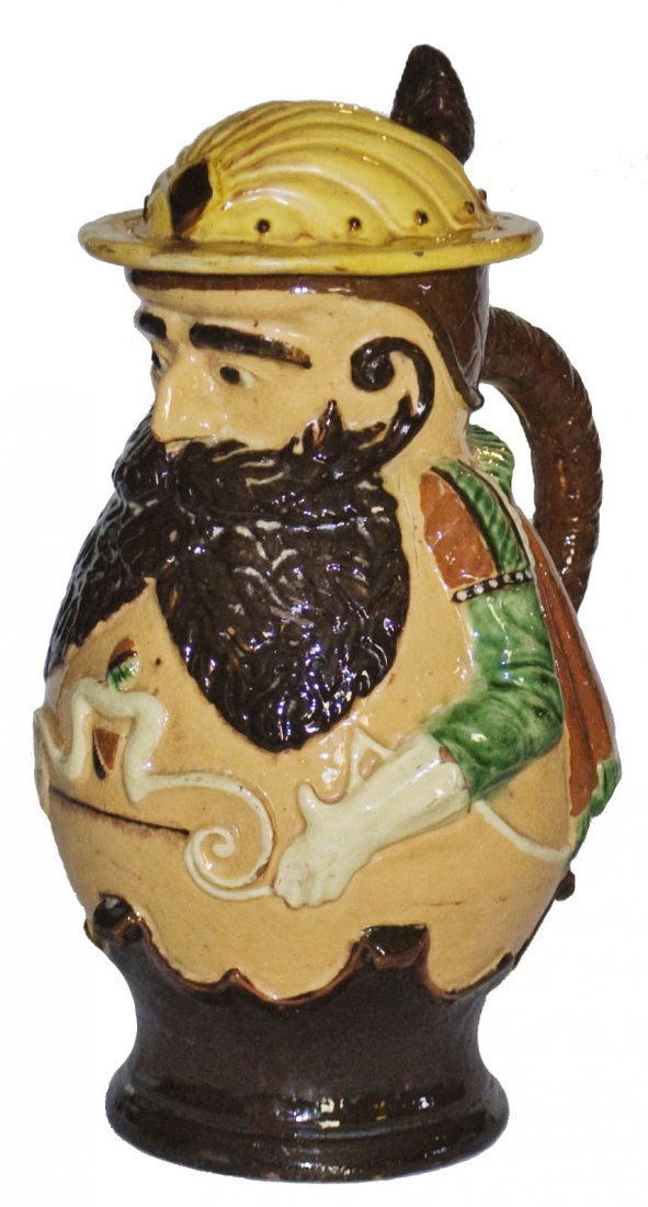 Majolica Knight Character Stein w Set on Lid (1 of 1)