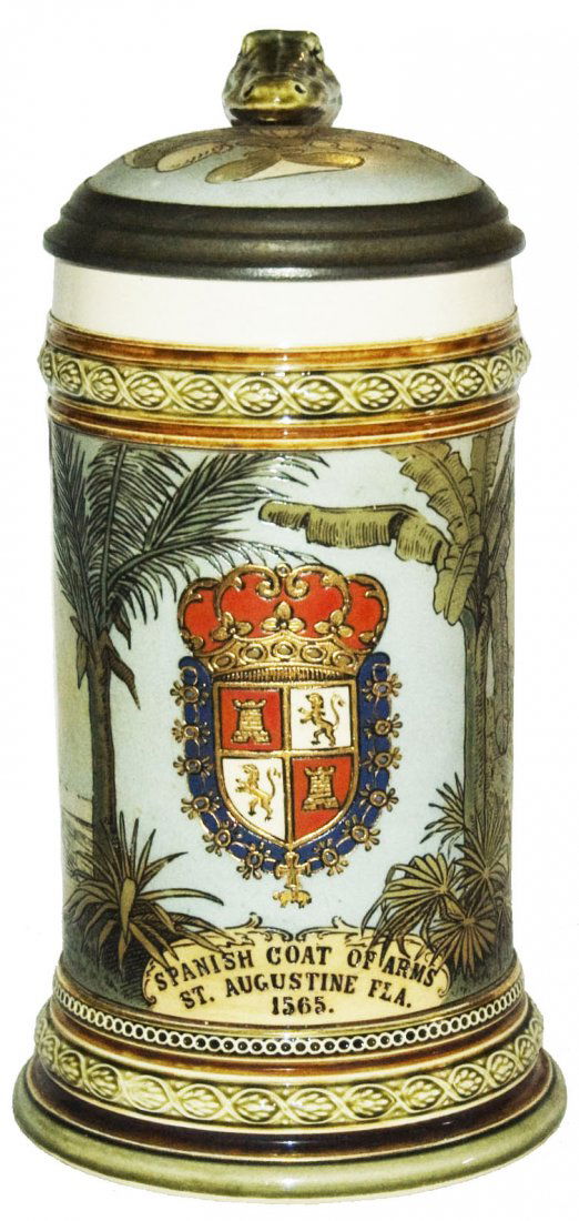 St Augustine Souvenir Mettlach Stein w Alligator (1 of 1)