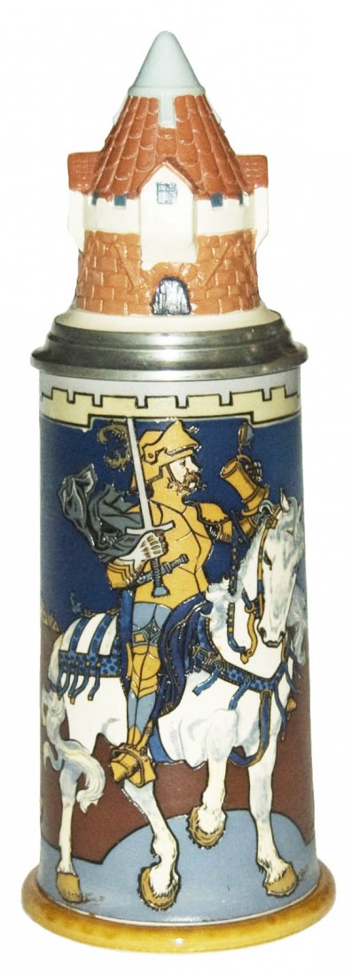 Schlitt Knight on White Horse 1L Mettlach Stein (1 of 1)