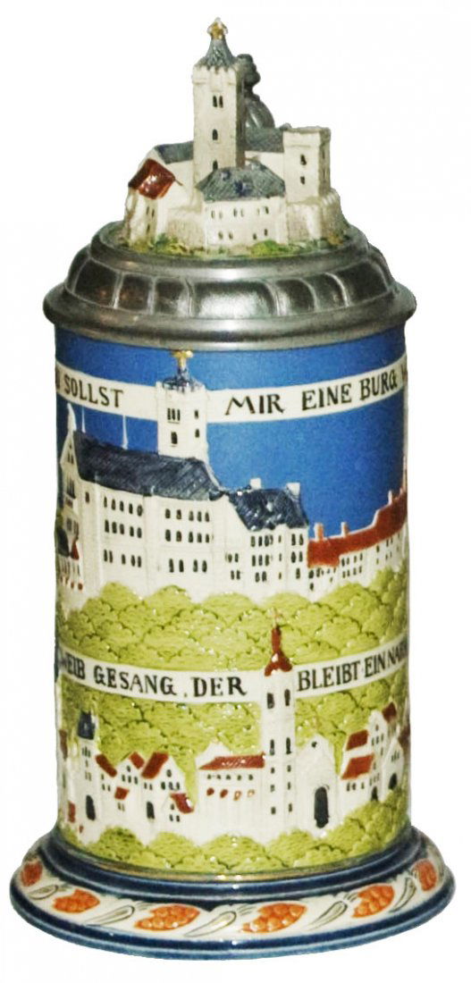 Wartburg Mettlach Stein w Castle inlay  Lid (1 of 1)