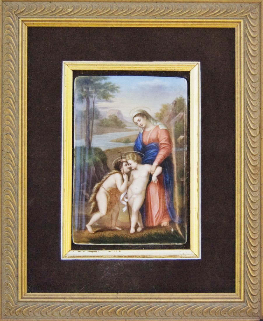 HandPainted Porcelain Madonna Christ John Baptist (1 of 1)