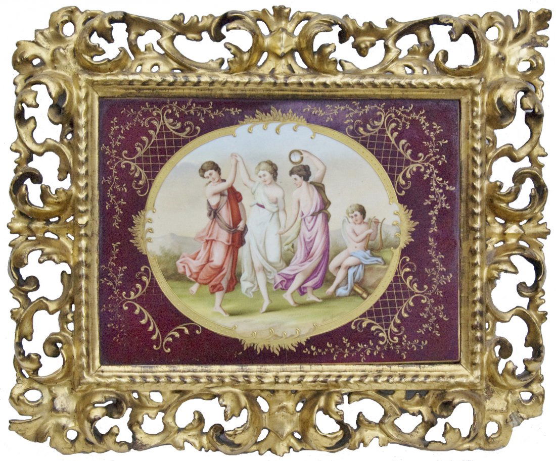 Signed Royal Vienna Plaque Women w Gilded Frame (1 of 1)