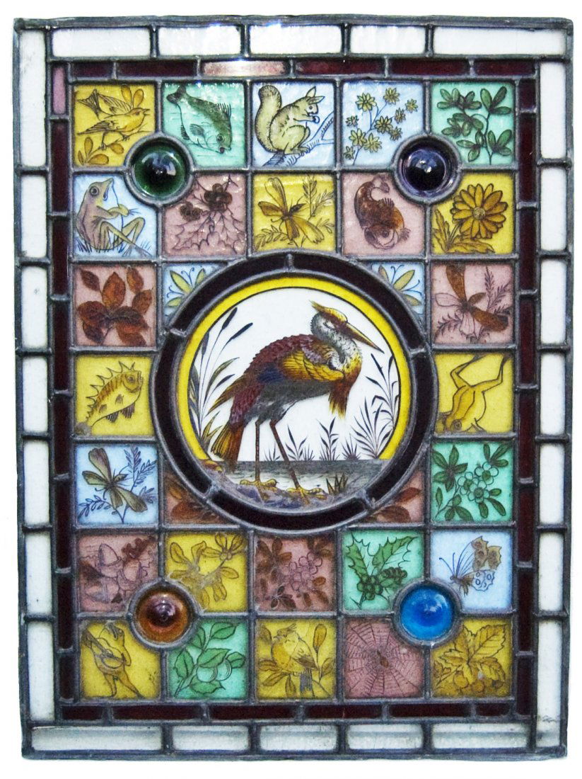 Leaded Glass Window Frogs Dragonflies Birds Spide (1 of 1)