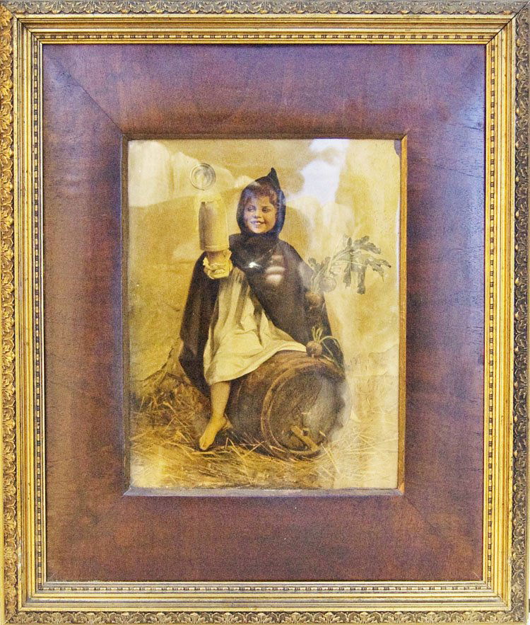 Pair Munich Child Barrel Stein & Cat Prints Framed (1 of 2)