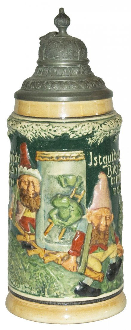 Dwarfs Carry Frog in Mason Jar Stein (1 of 1)
