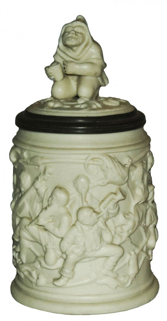 Musicians Mettlach Parion Relief Stein Dwarf Inlay (1 of 1)