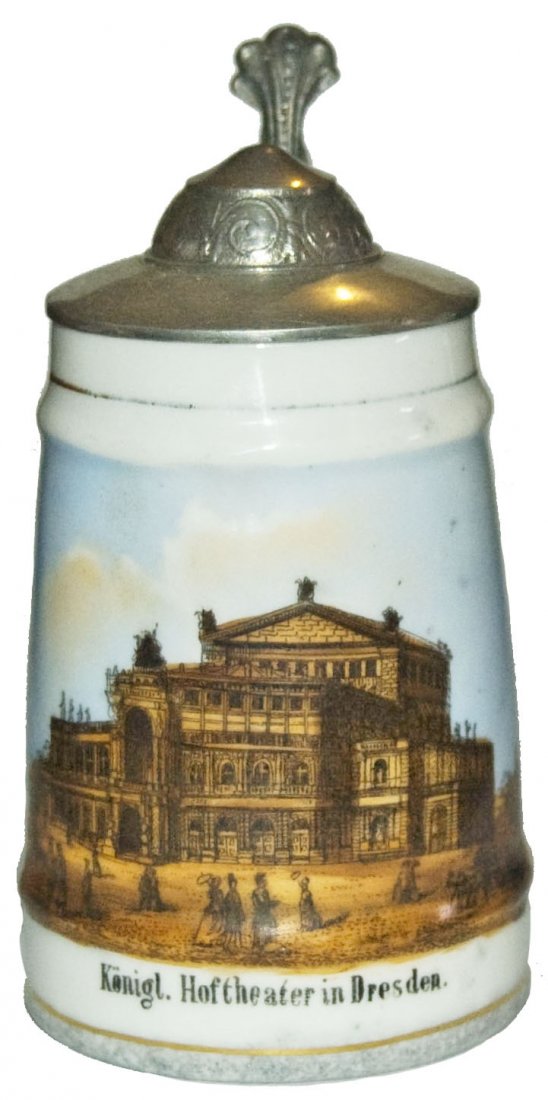 Dresden Theater 1/8L Souvenir Stein: Porcelain POG 1/8L. Dresden theater. Mint.