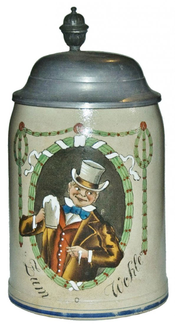 Hat in Top Hat w Foaming Beer Stoneware Stein (1 of 1)