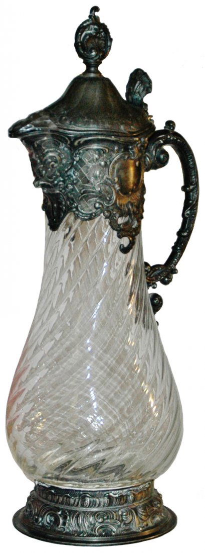 2L Diagonal Ribbed Glass Stein 2 Fancy Pewter (1 of 1)