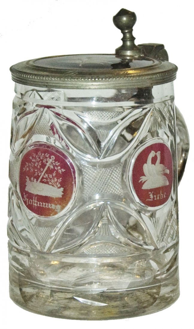 Glass Stein w Wheel-Cut Friendship Design c 1840 (1 of 1)