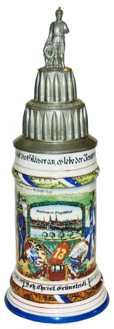 Inft Regimental Stein Rare Stacked Bullet Lid