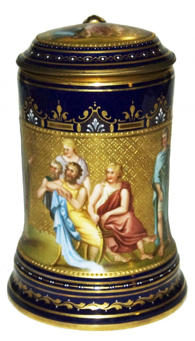 1L Gilded Royal Vienna hp Romans Painted Lid Brass