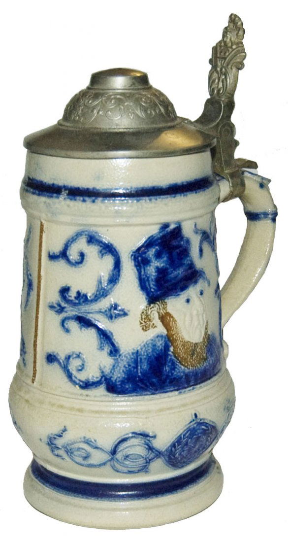 Whites Utica 2 Color Bearded Man Stoneware Stein (1 of 1)