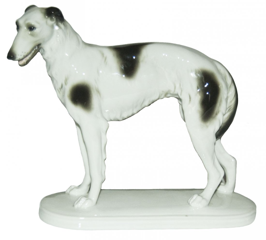 German Porcelain Borzoi Russian Wolfhound Figure (1 of 1)
