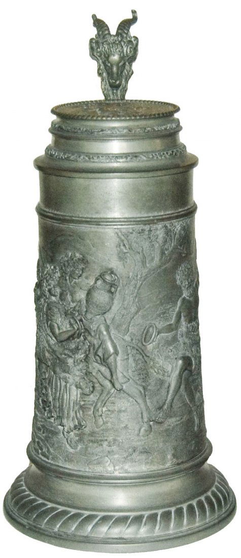 Bacchus Pewter Relief 1L Stein w Falstaff Lid (1 of 1)