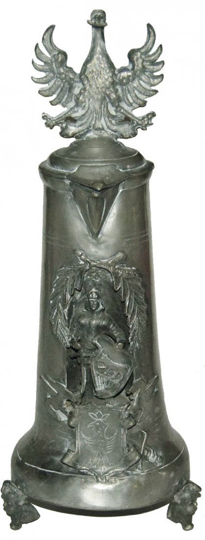 Knight Pewter Stein w Huge Eagle Finial (1 of 1)