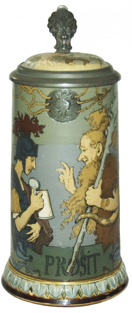 Schlitt Roman Soldier & Barbarian Mettlach Stein (1 of 1)