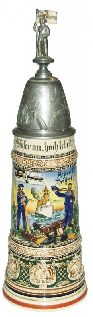 SMS Kolberg Naval Regimental Stein w Ship Scene (1 of 3)