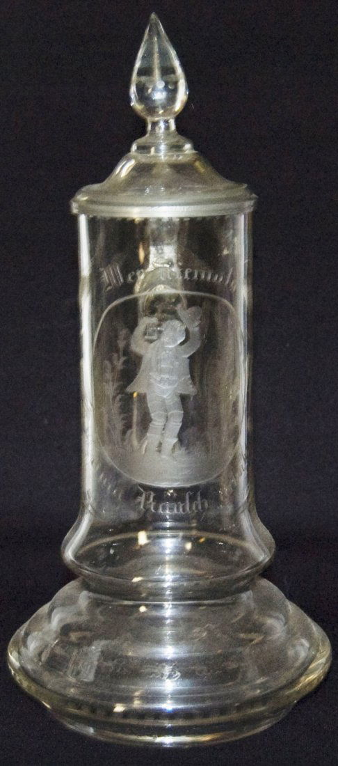 Wheel Cut Drinker Music Box Base Stein w Inlay (1 of 3)