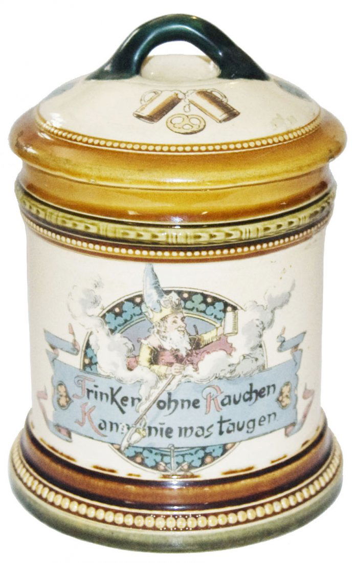 Dwarf w Pipe & Stein Mettlach Tobacco Jar (1 of 1)