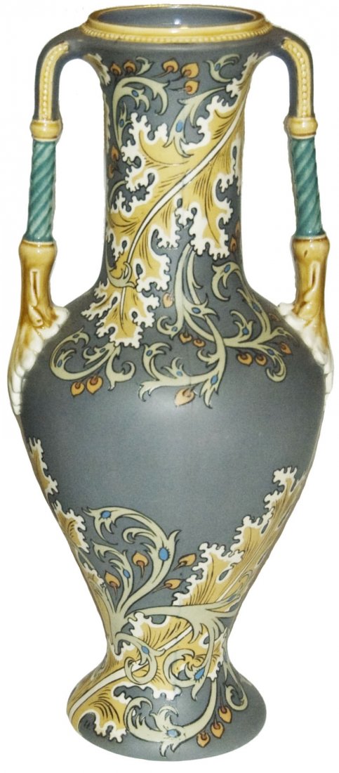 Art Nouveau Floral Mettlach Vase w 2 Handles (1 of 1)