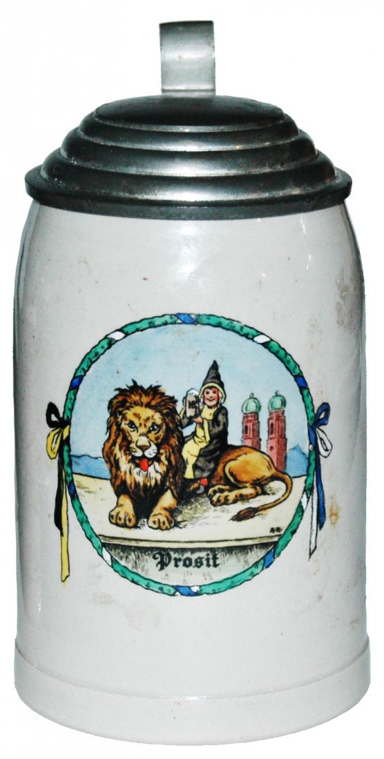 Munich Child & Lion Stoneware 1/4L Stein (1 of 1)