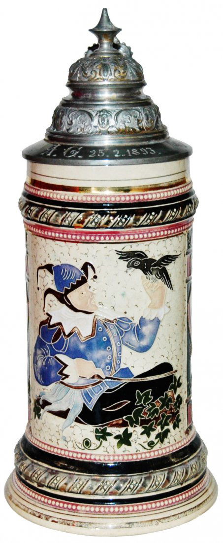 Diesinger Jester & Bird Threaded Relief Stein (1 of 1)